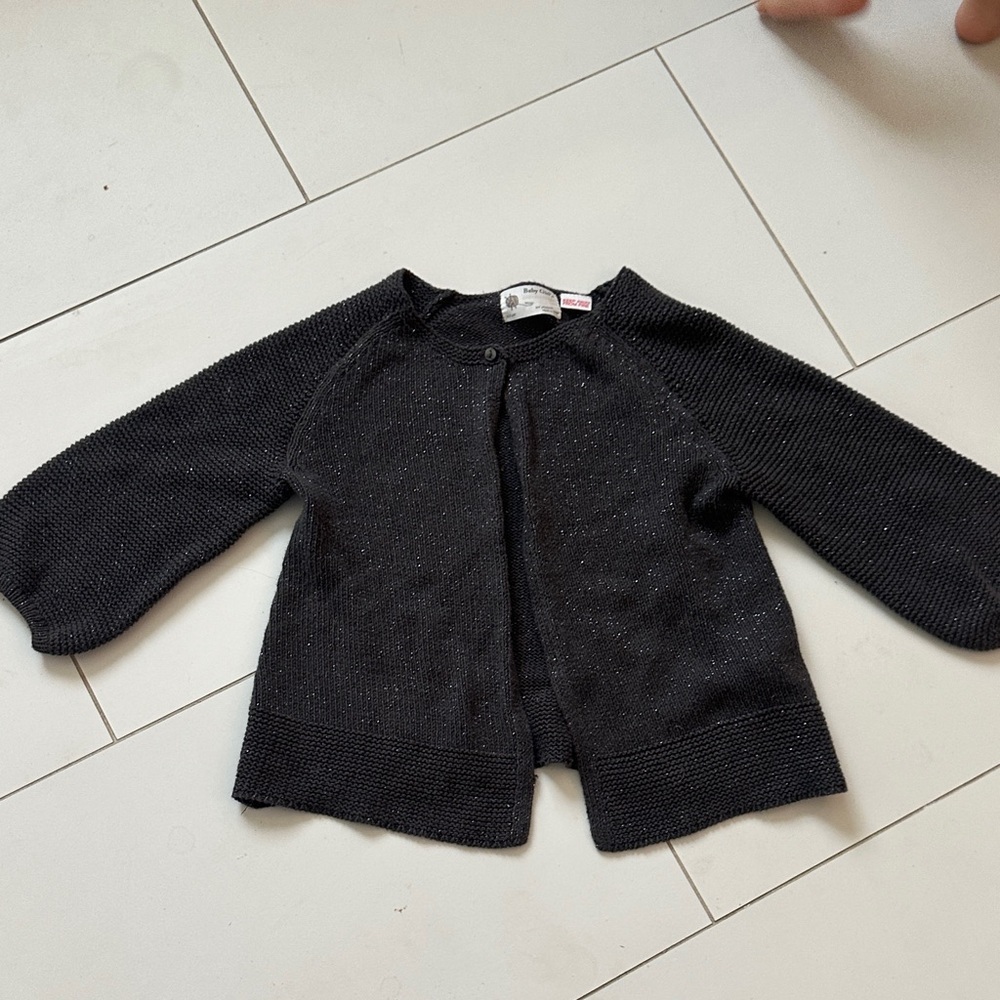 Zara dark gray metallic Knit Cardigan 3/4Y